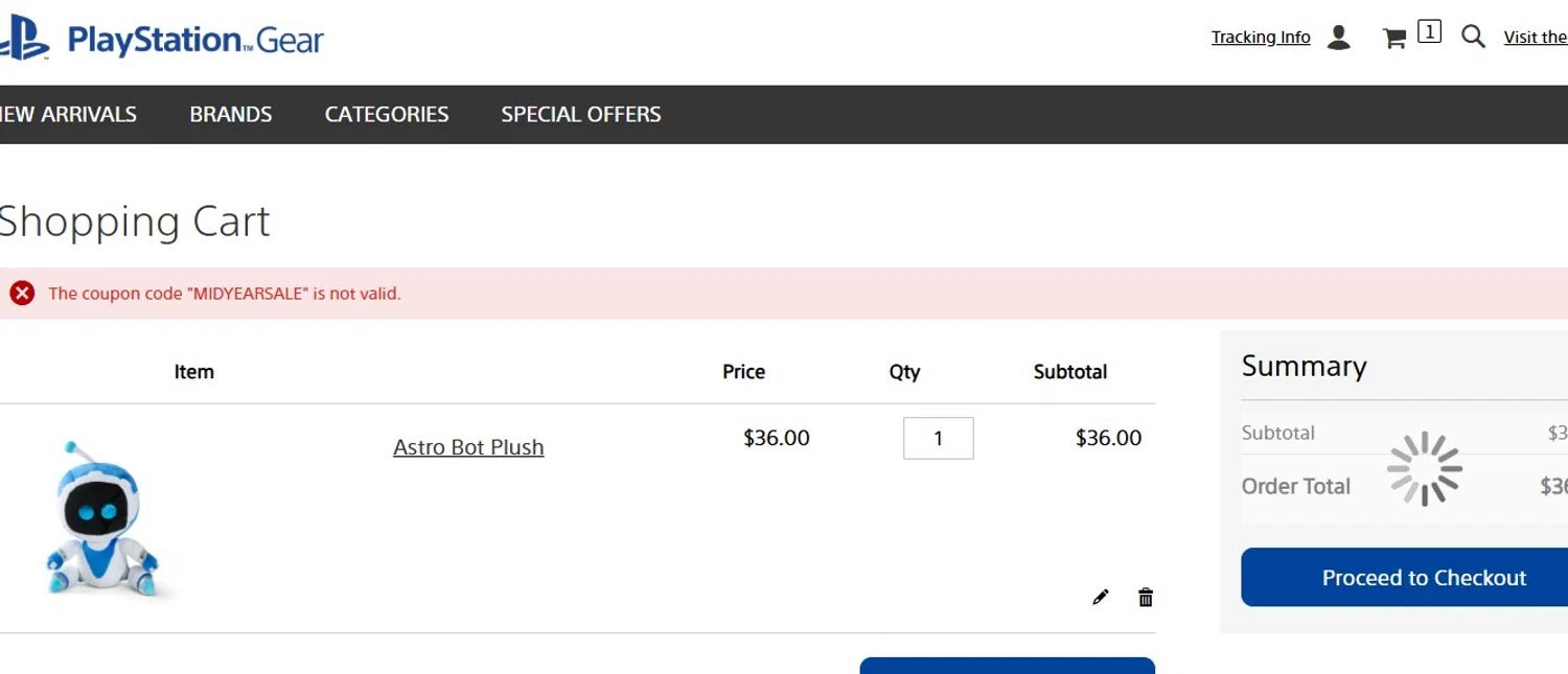 Playstation discount code screenshot showing code MIDYEARSALE applied at Playstation checkout page. Uploaded by SimplyCodes community member TheQueenoftheRoyalty on Aug 20, 2025