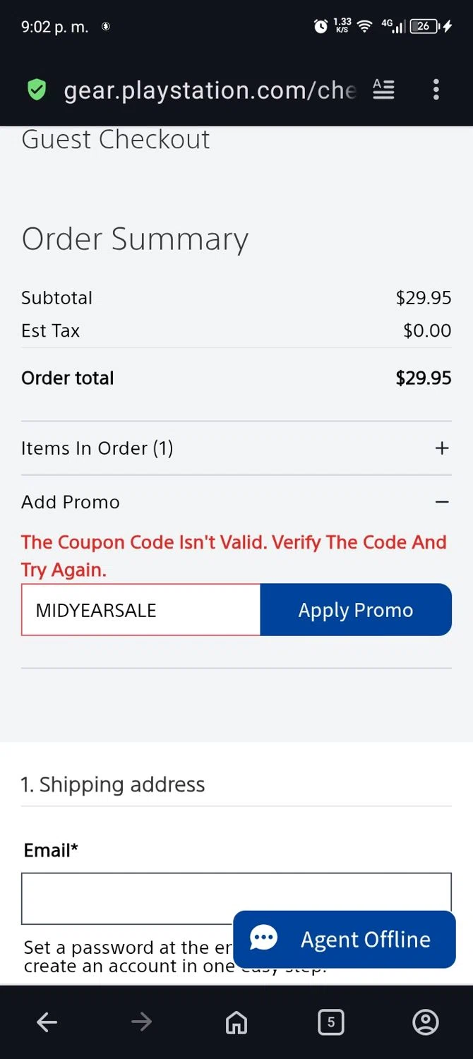 Playstation discount code screenshot showing code MIDYEARSALE applied at Playstation checkout page. Uploaded by SimplyCodes community member terricameron on Aug 20, 2025