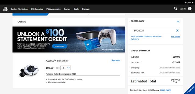 Playstation checkout page showing Playstation discount code box | Screenshot taken by SimplyCodes community member on Aug 3, 2025