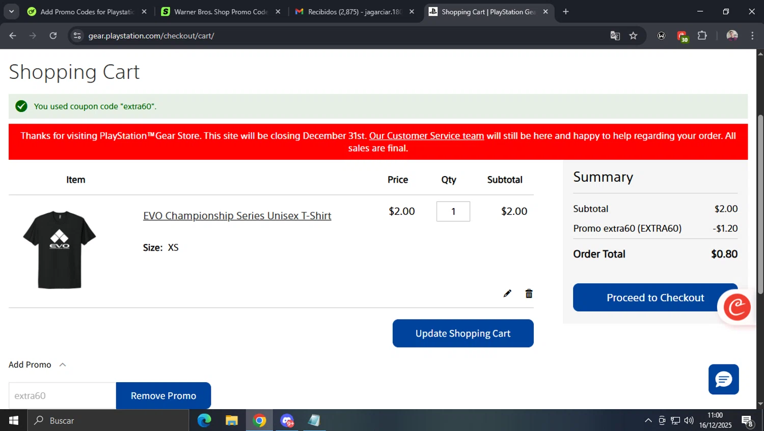 Playstation discount code screenshot showing code extra60 applied at Playstation checkout page. Uploaded by SimplyCodes community member josegarcia6 on Dec 16, 2025