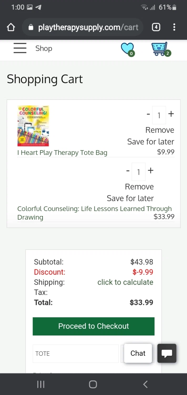 Play Therapy Supply checkout page showing Play Therapy Supply coupon code box | Screenshot taken by SimplyCodes community member on Feb 9, 2021