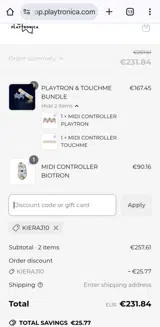 Playtronica coupon verification screenshot