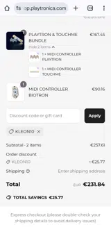 Playtronica coupon verification screenshot