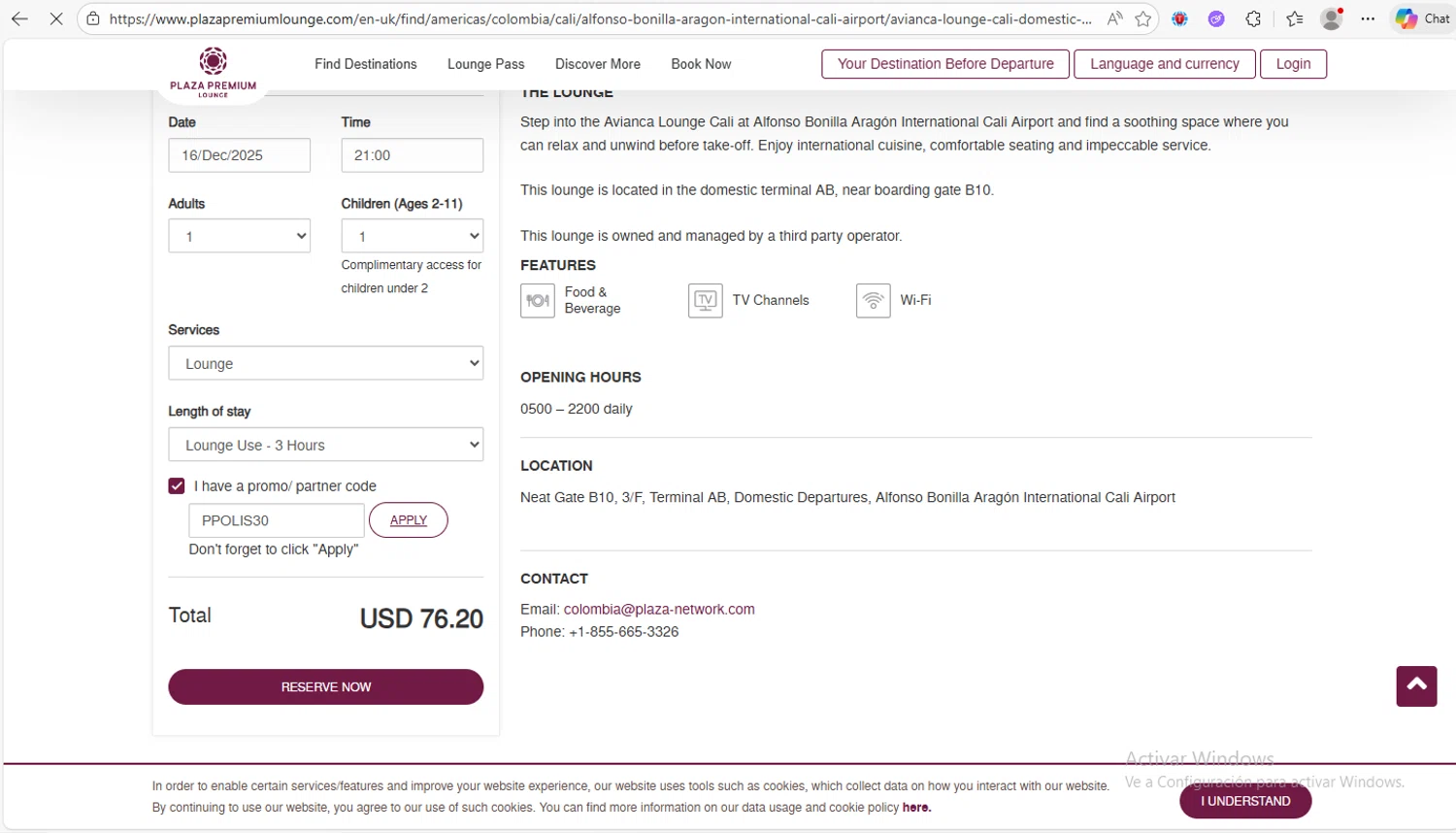 Plaza Premium Lounge promo code screenshot showing code PPOLIS30 applied at Plaza Premium Lounge checkout page. Uploaded by SimplyCodes community member Franco20 on Dec 16, 2025