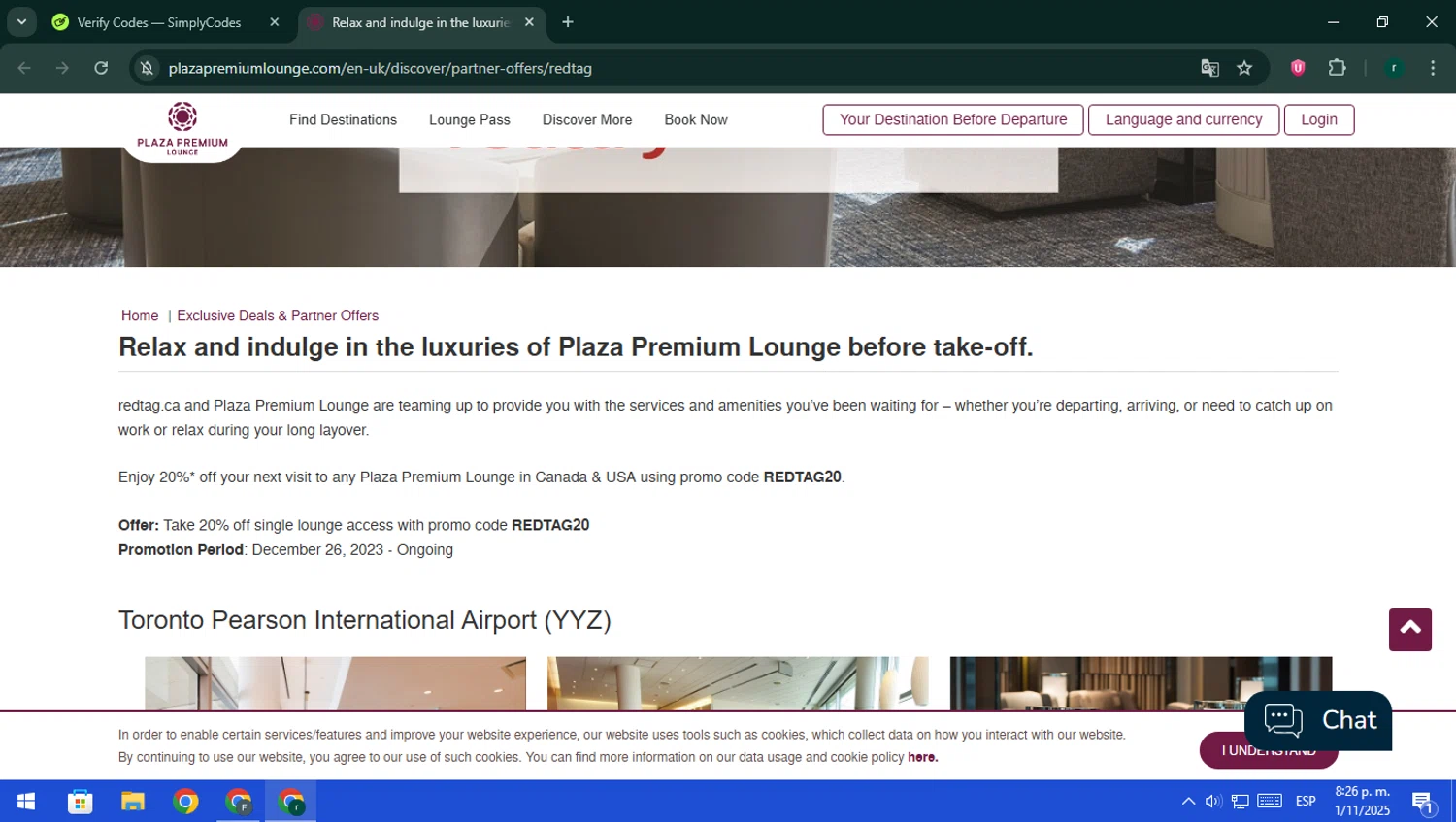 Plaza Premium Lounge checkout page showing Plaza Premium Lounge promo code box | Screenshot taken by SimplyCodes community member on Nov 2, 2025