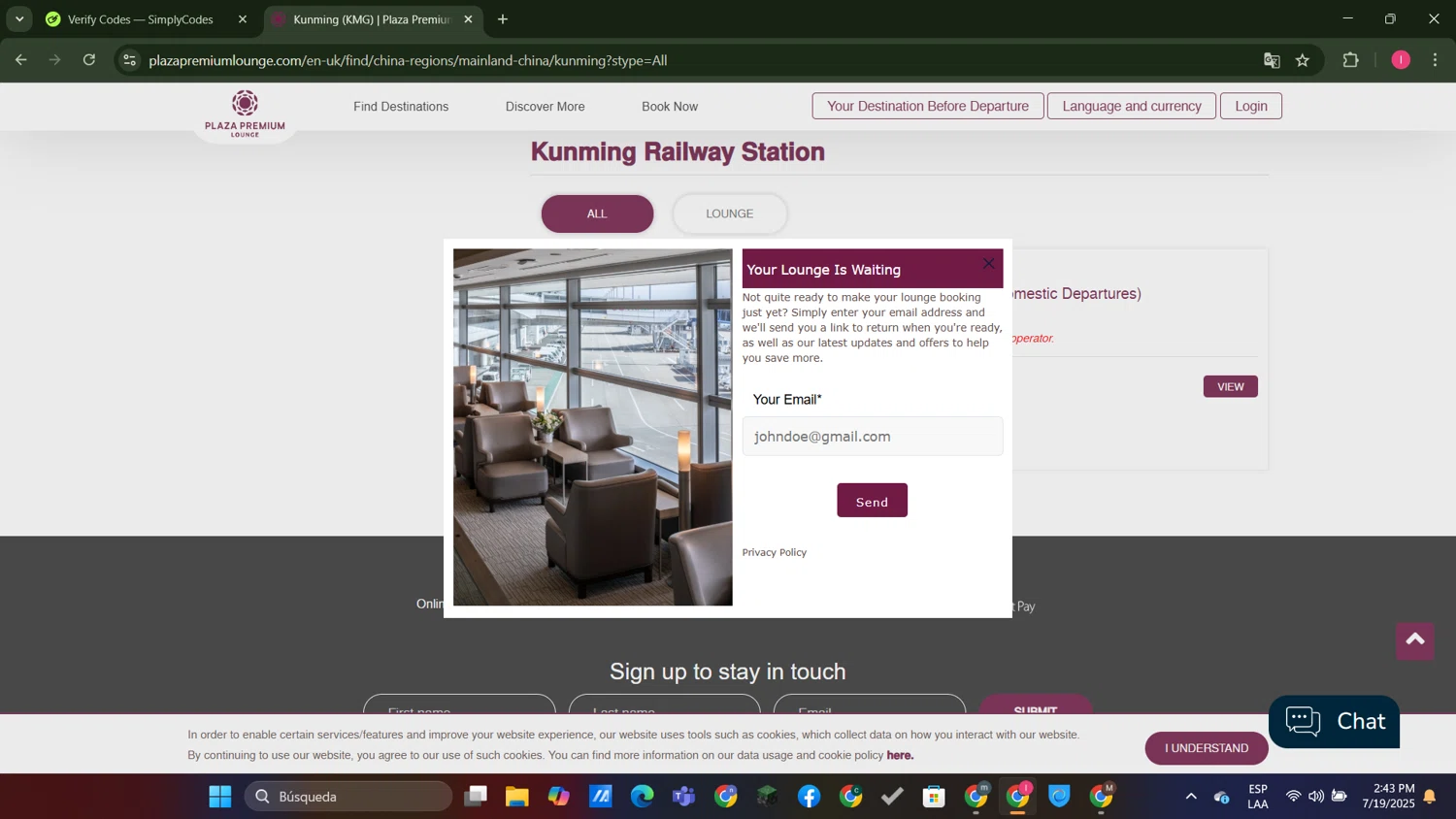 Plaza Premium Lounge promo code screenshot showing code JEDBOGO applied at Plaza Premium Lounge checkout page. Uploaded by SimplyCodes community member MightyGuardian8404 on Jul 19, 2025