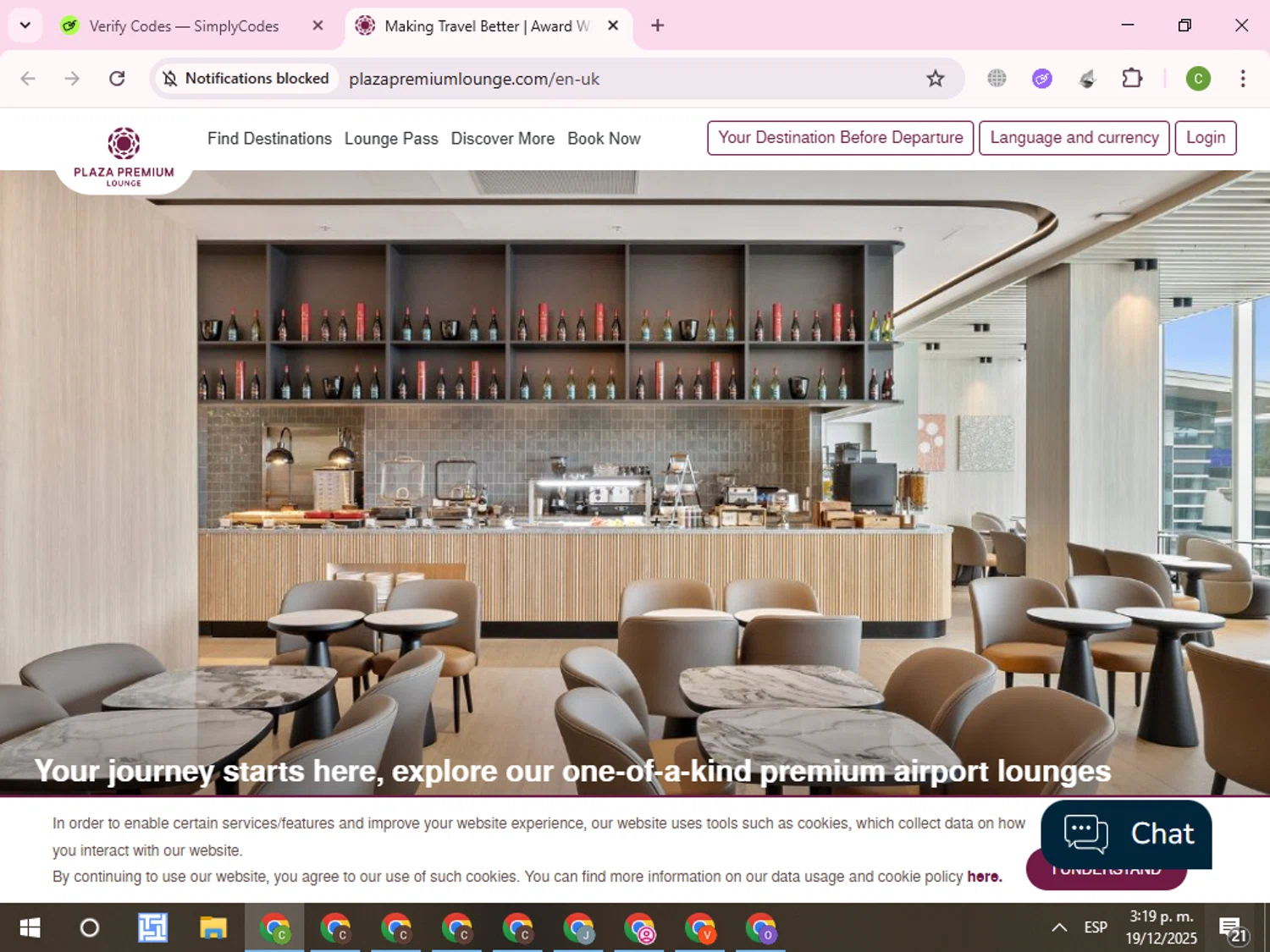 Plaza Premium Lounge promo code screenshot showing code NEW5 applied at Plaza Premium Lounge checkout page. Uploaded by SimplyCodes community member RoyalKnight4673 on Dec 19, 2025