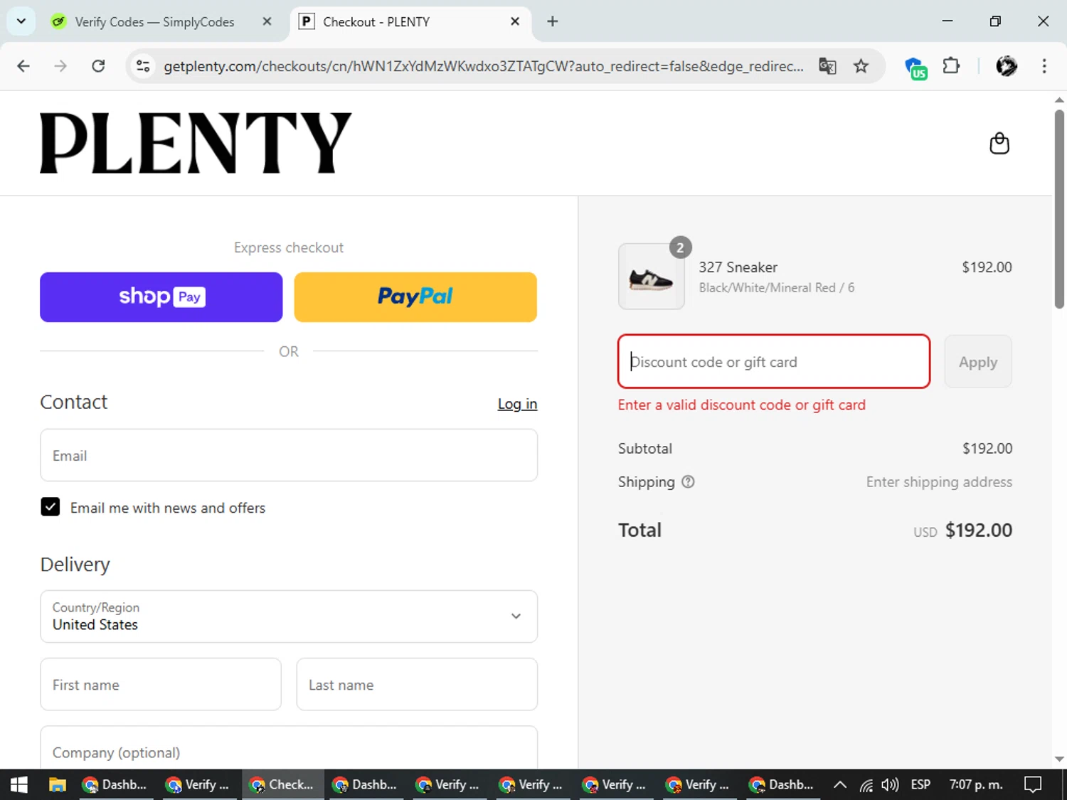 Plenty promo code screenshot showing code SHOPPXP2TMKK applied at Plenty checkout page. Uploaded by SimplyCodes community member SavvyChaser6563 on Aug 8, 2025
