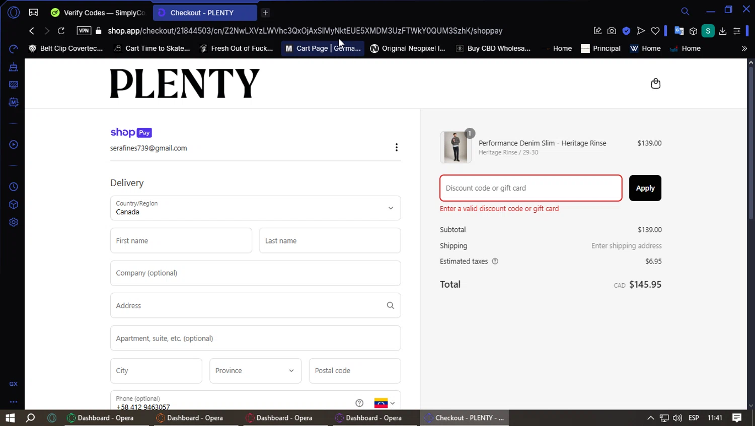 Plenty promo code screenshot showing code Rebecca10 applied at Plenty checkout page. Uploaded by SimplyCodes community member PennyFox1280 on Apr 17, 2025