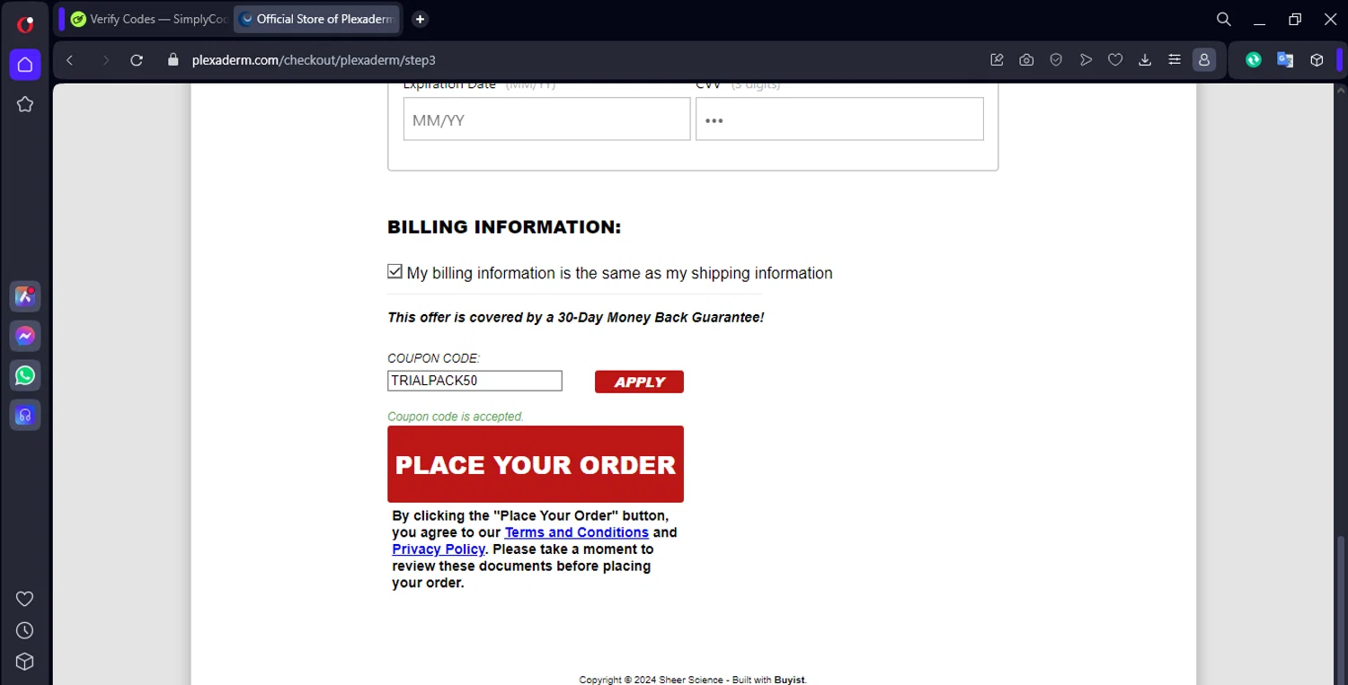 how to use Plexaderm coupons