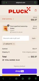 ASHLEY15 coupon verification screenshot