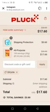 Sylvia coupon verification screenshot