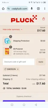 Emerson coupon verification screenshot