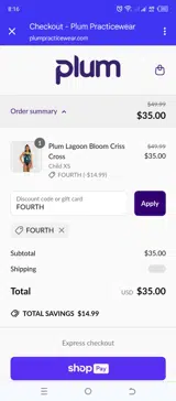 FOURTH coupon verification screenshot