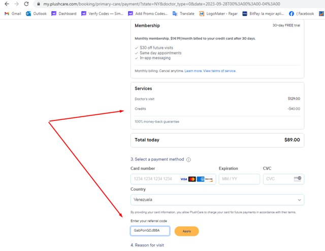 PlushCare checkout page showing PlushCare promo code box | Screenshot taken by SimplyCodes community member on Sep 28, 2023