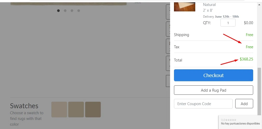 PlushRugs checkout page showing PlushRugs coupon code box | Screenshot taken by SimplyCodes community member on Jun 6, 2020