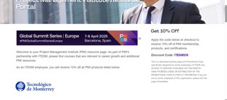 PMI Promo Codes (1 Verified) - 10% Off w/Code Apr 2025