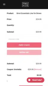 BROVIEDU coupon verification screenshot
