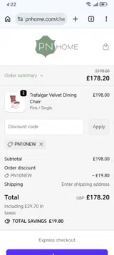 PN10NEW coupon verification screenshot