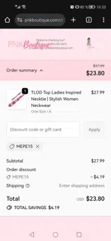 MEPE15 coupon verification screenshot