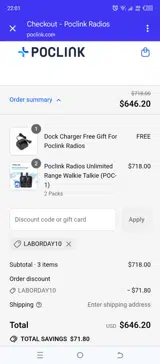 LABORDAY10 coupon verification screenshot