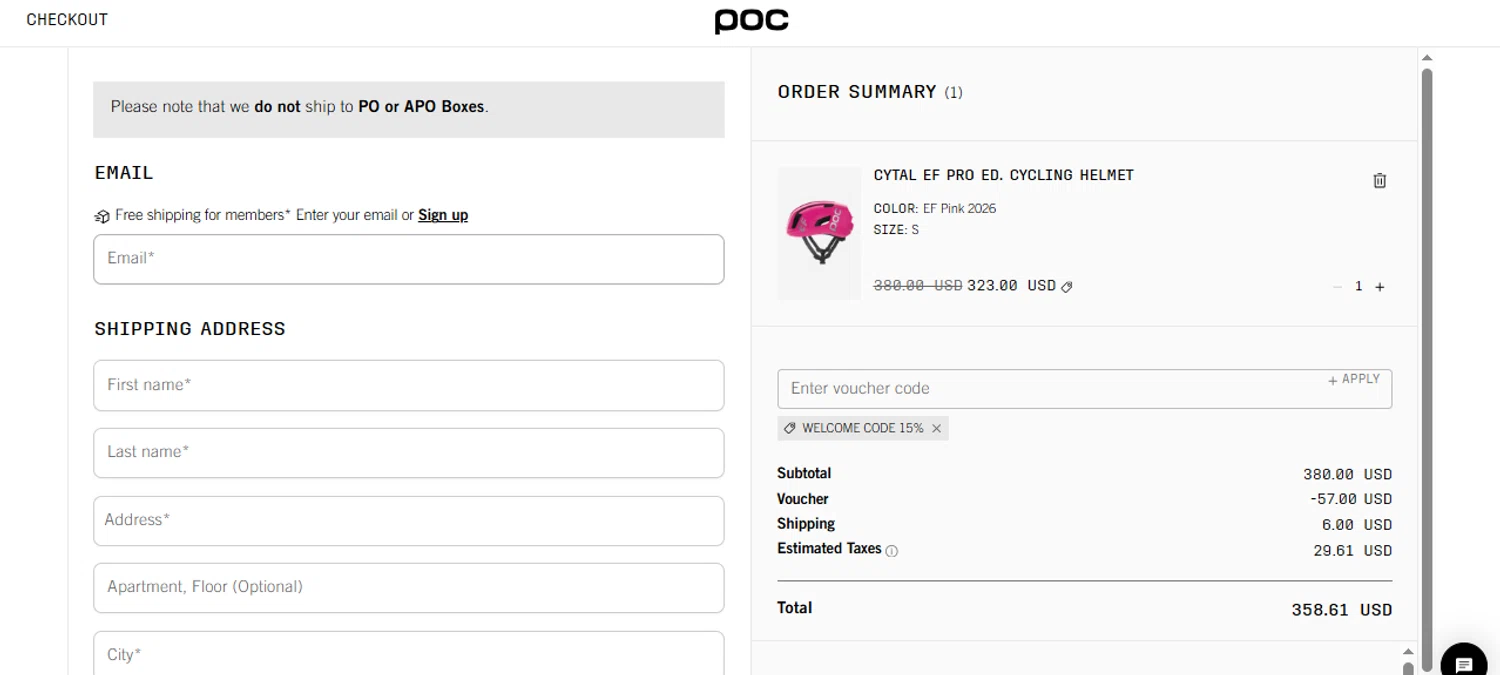 Verification screenshot for 15% Off Storewide at POC Sports - 51d ago