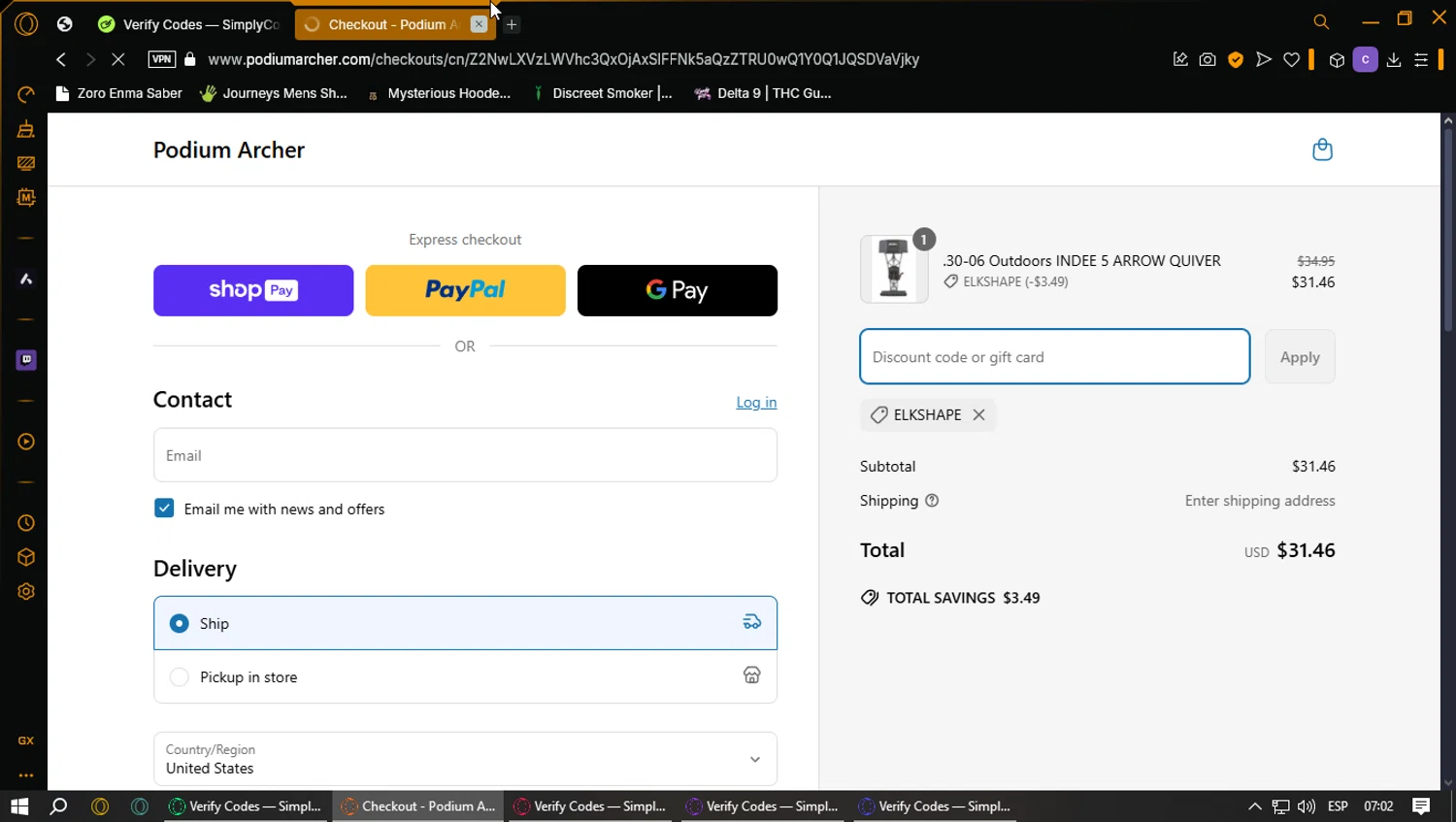 Podium Archer discount code screenshot showing code ELKSHAPE applied at Podium Archer checkout page. Uploaded by SimplyCodes community member ExtraordinaryPhoenix3689 on Mar 28, 2025