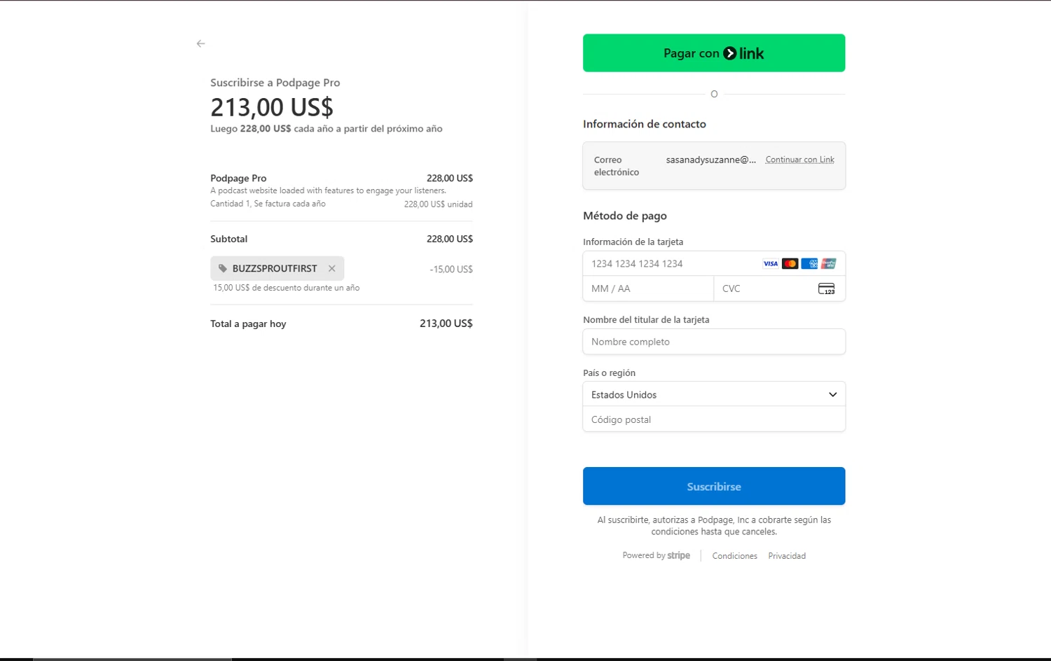 Podpage checkout page showing Podpage coupon code box | Screenshot taken by SimplyCodes community member on Jan 20, 2026
