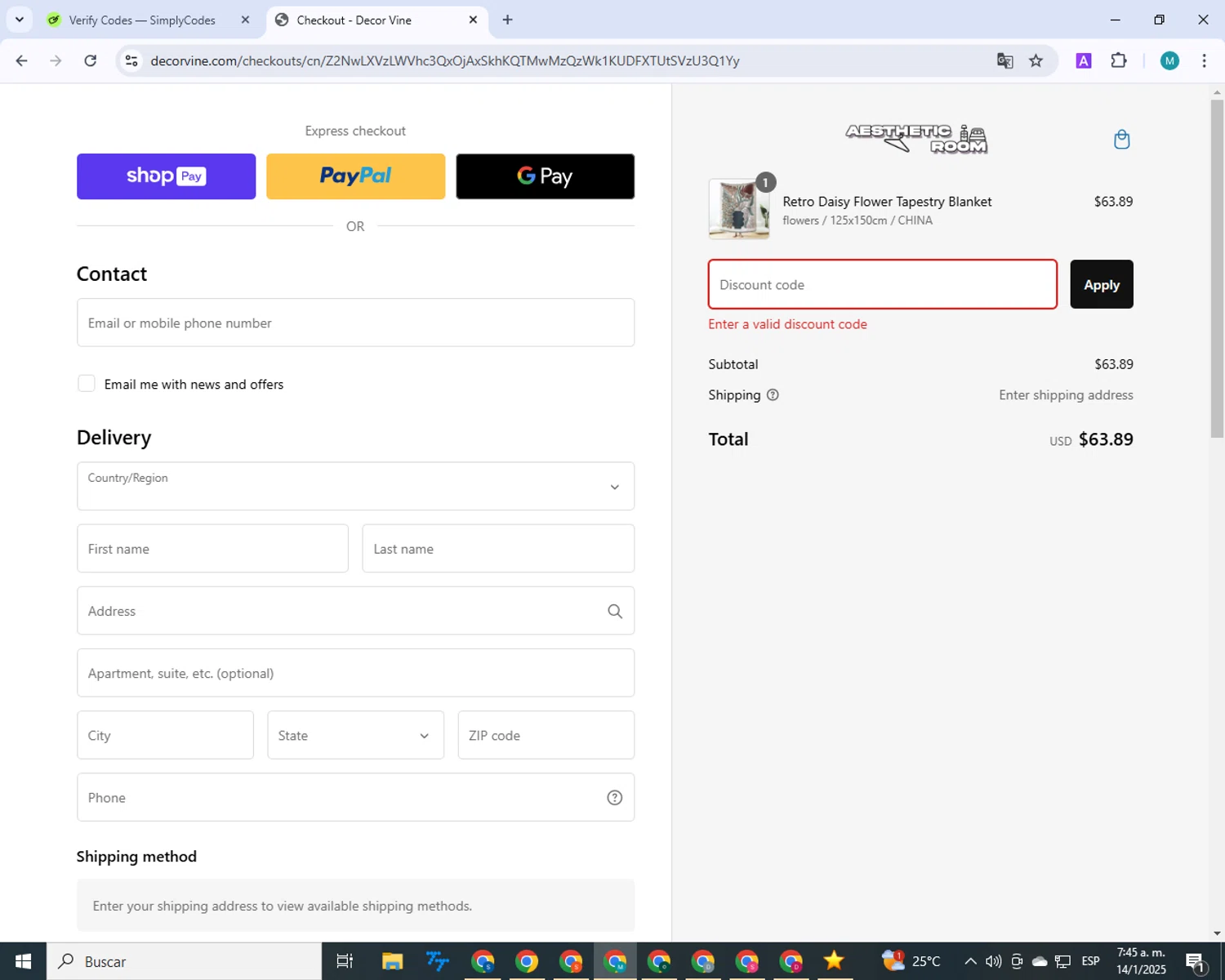 Podpage coupon code screenshot showing code BLACKFRIDAY24 applied at Podpage checkout page. Uploaded by SimplyCodes community member 000012 on Jan 14, 2025