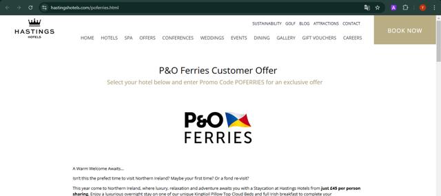 P&O Ferries checkout page showing P&O Ferries promo code box | Screenshot taken by SimplyCodes community member on Feb 8, 2025