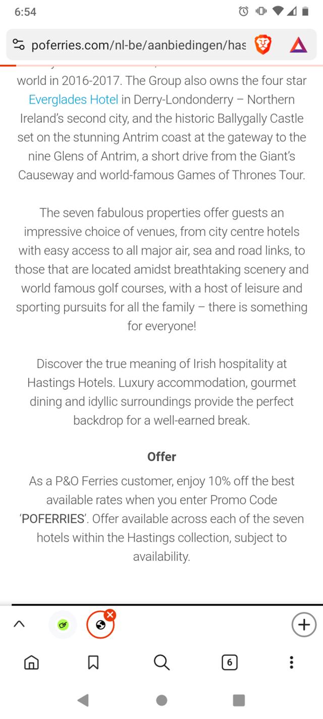 P&O Ferries checkout page showing P&O Ferries promo code box | Screenshot taken by SimplyCodes community member on Feb 8, 2025