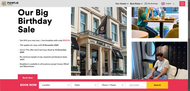 Point A Hotels checkout page showing Point A Hotels discount code box | Screenshot taken by SimplyCodes community member on Nov 19, 2024