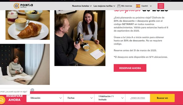 Point A Hotels checkout page showing Point A Hotels discount code box | Screenshot taken by SimplyCodes community member on Mar 8, 2025