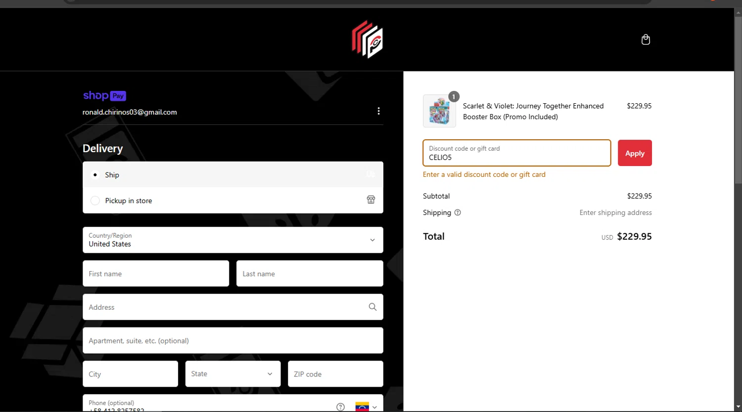 Poke Collect promo code screenshot showing code CELIO5 applied at Poke Collect checkout page. Uploaded by SimplyCodes community member Egni_149037891 on Mar 1, 2025