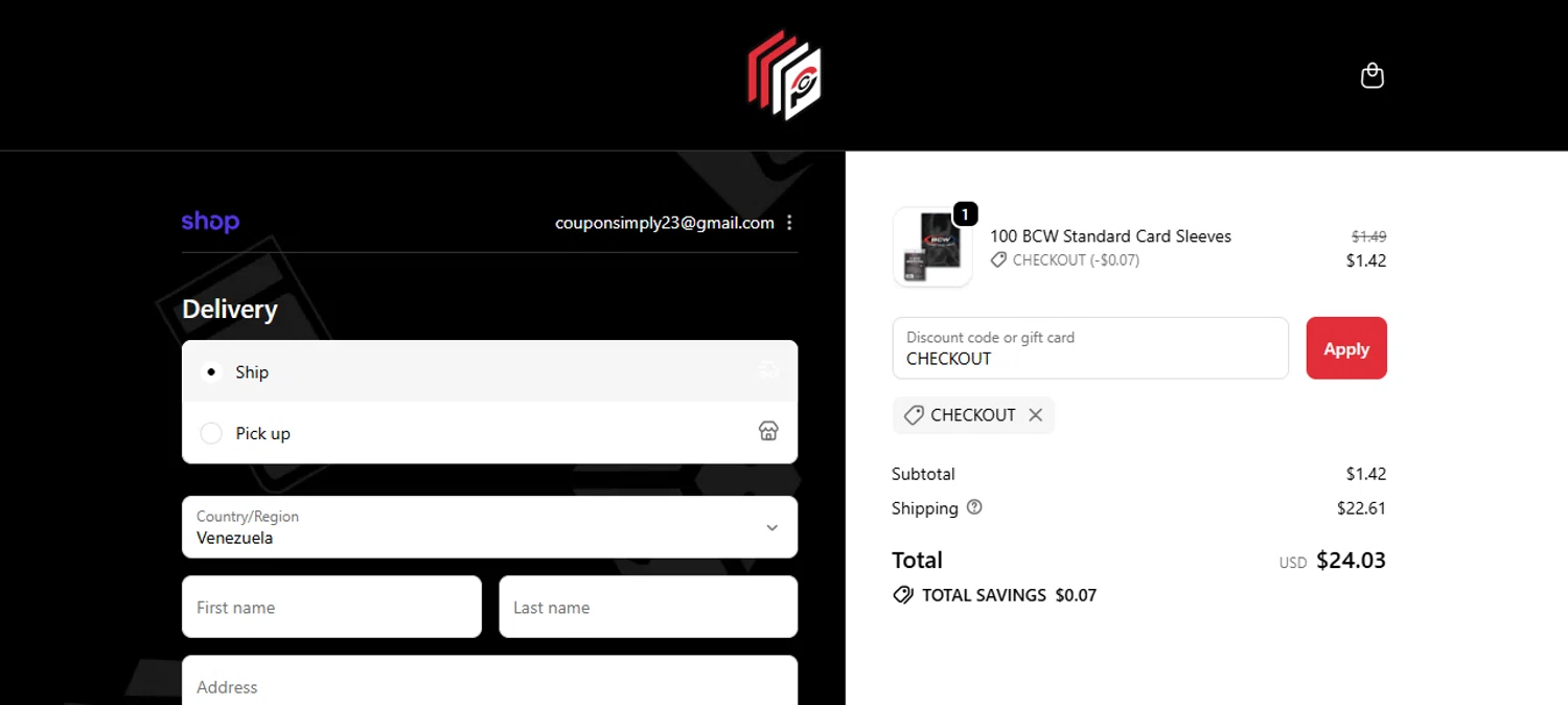 Poke Collect promo code screenshot showing code CHECKOUT applied at Poke Collect checkout page. Uploaded by SimplyCodes community member Chrisyks on Oct 20, 2025