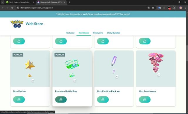 Pokemon GO checkout page showing Pokemon GO promo code box | Screenshot taken by SimplyCodes community member on Mar 22, 2025