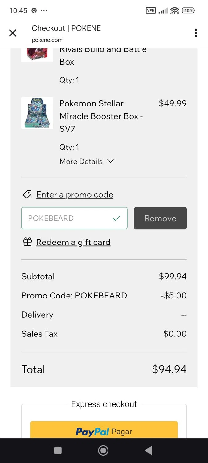 Pokene promo code screenshot showing code pokebeard applied at Pokene checkout page. Uploaded by SimplyCodes community member ShieldWhiz4659 on Jun 18, 2025