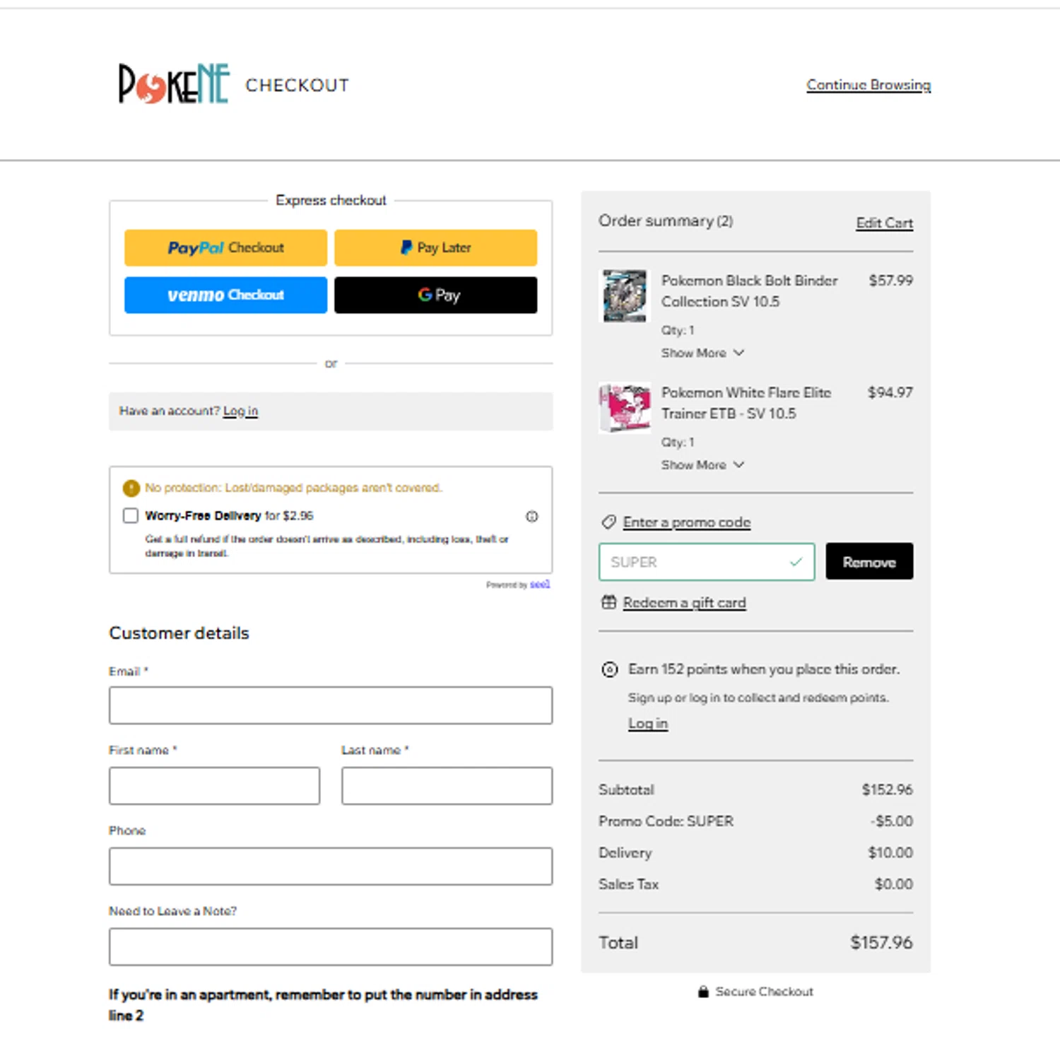Pokene promo code screenshot showing code SUPER applied at Pokene checkout page. Uploaded by SimplyCodes community member Loslocosdelavela on Jul 17, 2025