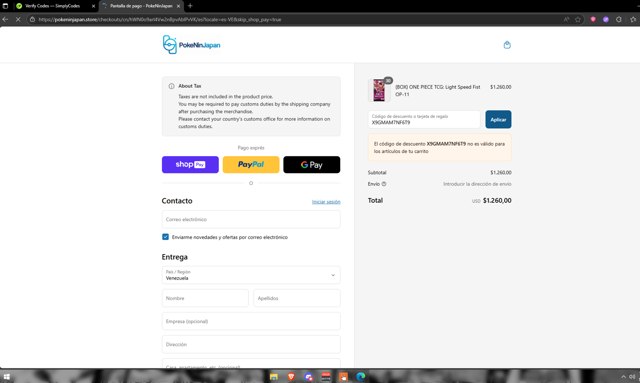 PokeNinJapan checkout page showing PokeNinJapan promo code box | Screenshot taken by SimplyCodes community member on Jul 19, 2025