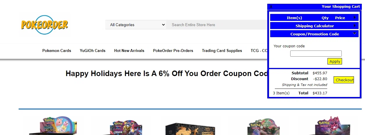 where to use PokeOrder promo code box