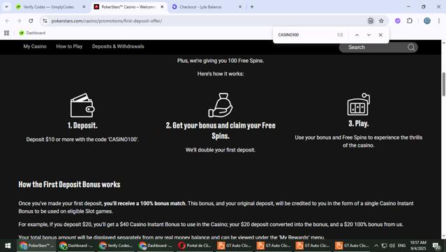 PokerStars Casino checkout page showing PokerStars Casino promo code box | Screenshot taken by SimplyCodes community member on Sep 4, 2025