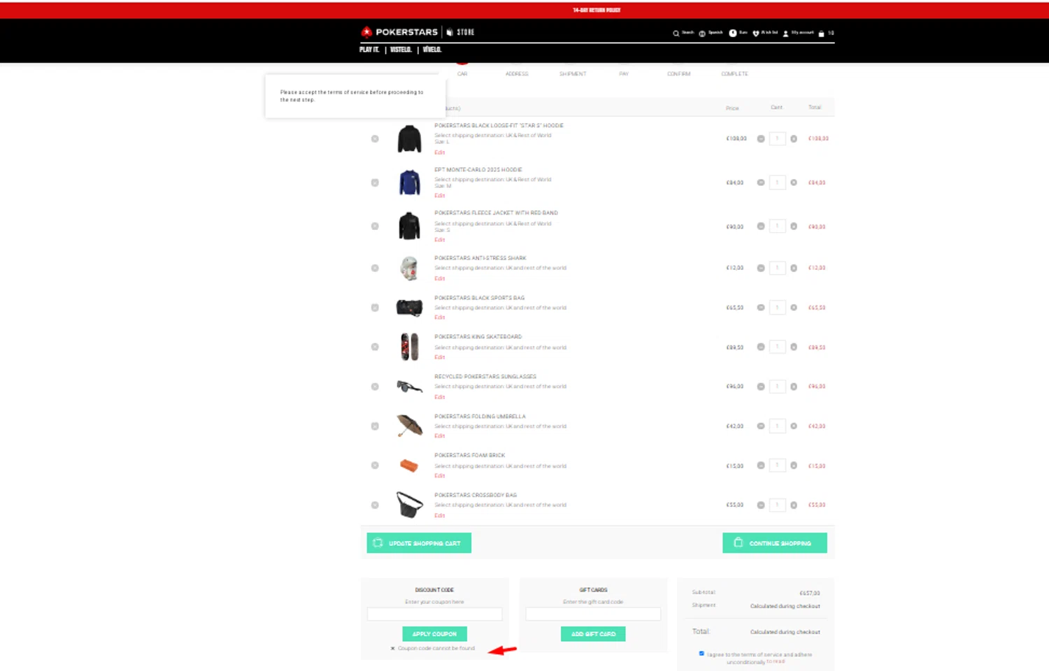 PokerStars Casino promo code screenshot showing code THIRTY applied at PokerStars Casino checkout page. Uploaded by SimplyCodes community member kaneky on Jul 28, 2025