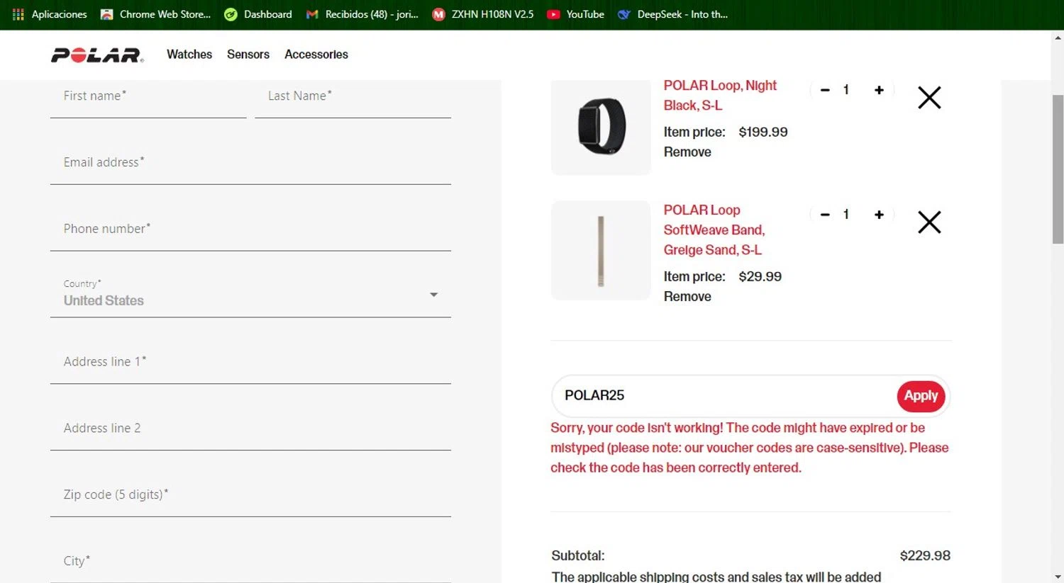 Verification screenshot for Save on Select Items at Polar - 3mo ago