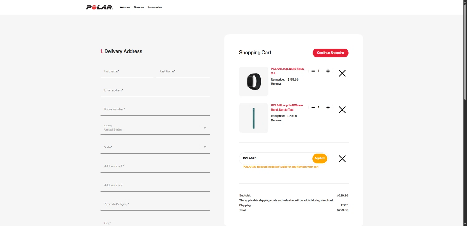 Verification screenshot for Save on Select Items at Polar - 4mo ago