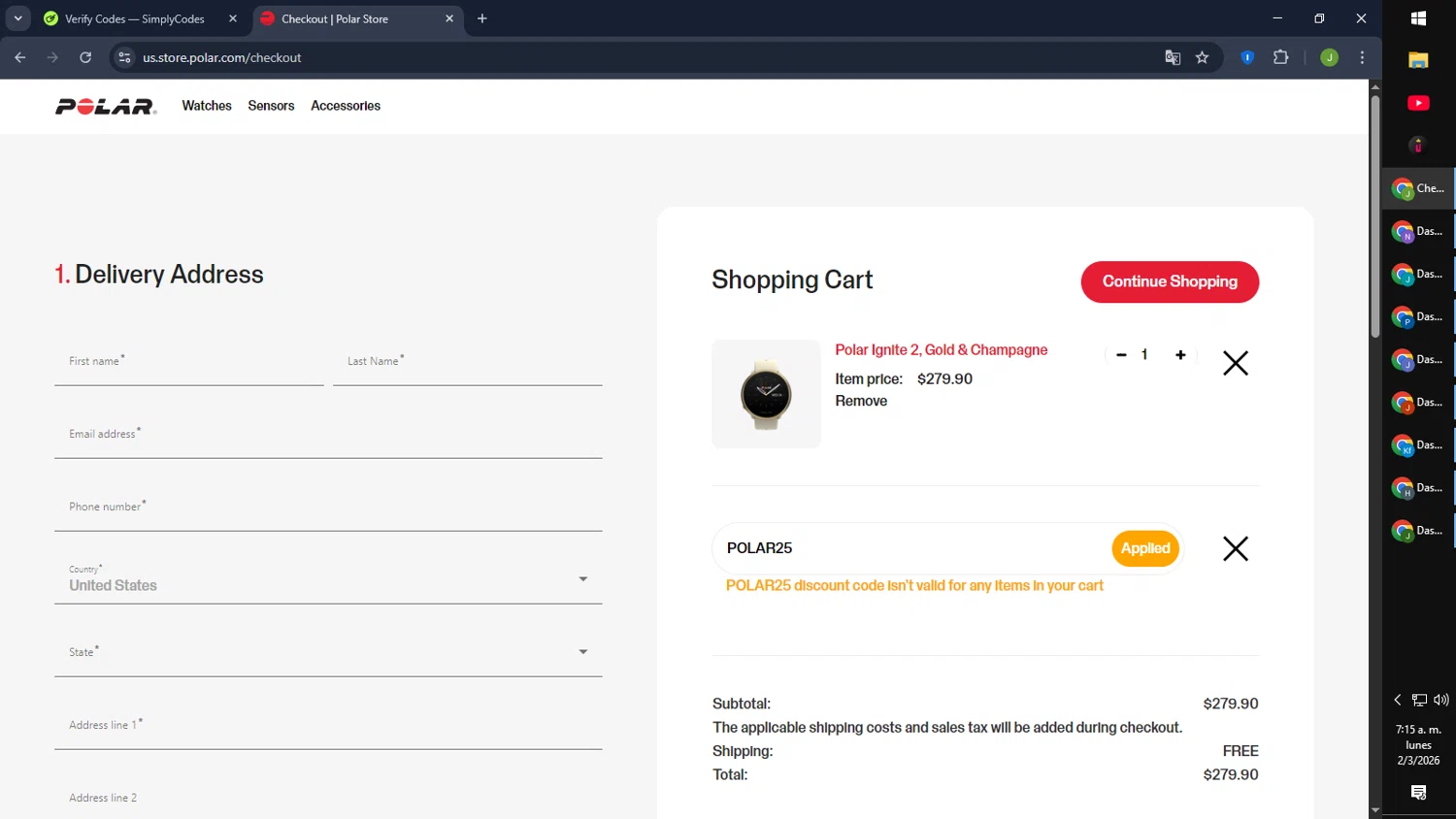 Verification screenshot for Save on Select Items at Polar - 3mo ago