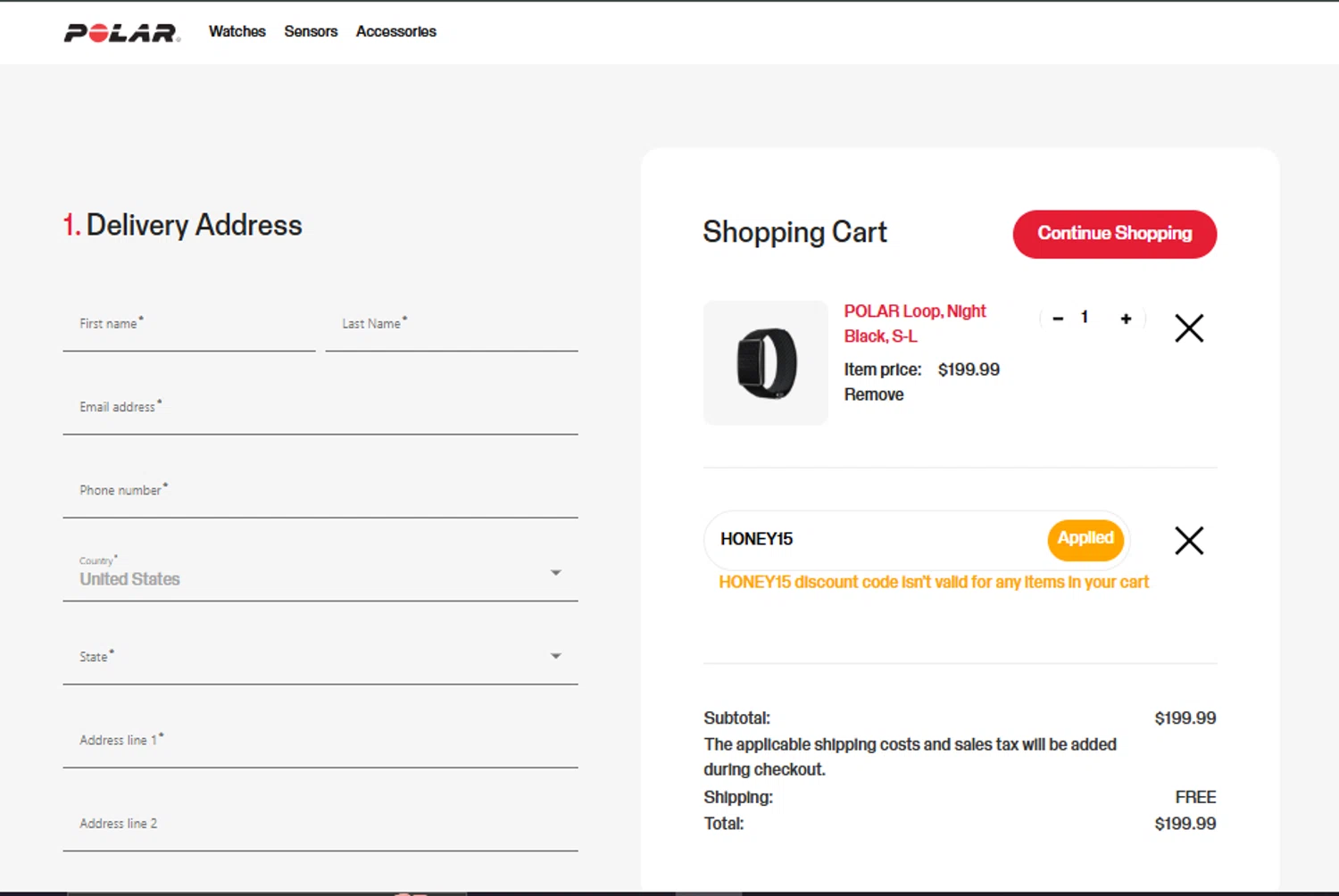 Verification screenshot for 15% Off Select Items at Polar - 3mo ago