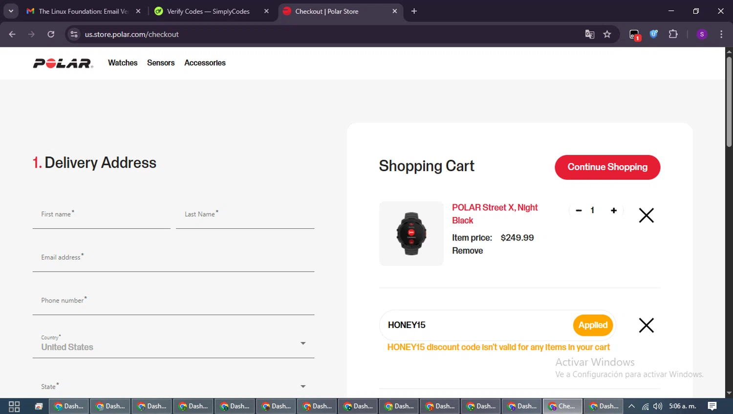 Verification screenshot for 15% Off Select Items at Polar - 2mo ago