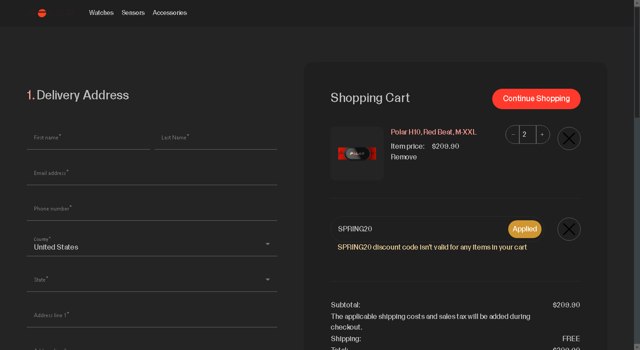 Polar checkout page showing Polar coupon code box | Screenshot taken by SimplyCodes community member on Aug 28, 2025