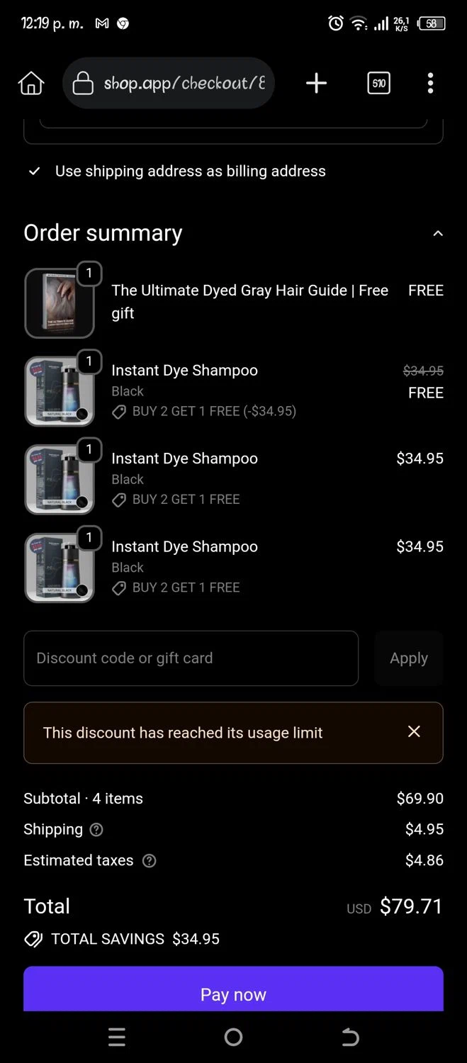 Polar Haircare checkout page showing Polar Haircare discount code box | Screenshot taken by SimplyCodes community member on Jan 15, 2026