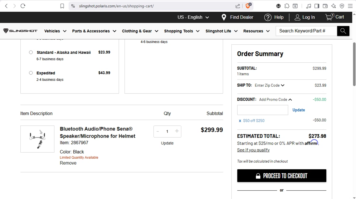Polaris promo code screenshot showing code HOLIDAY2025 applied at Polaris checkout page. Uploaded by SimplyCodes community member dayselis15 on Dec 12, 2025
